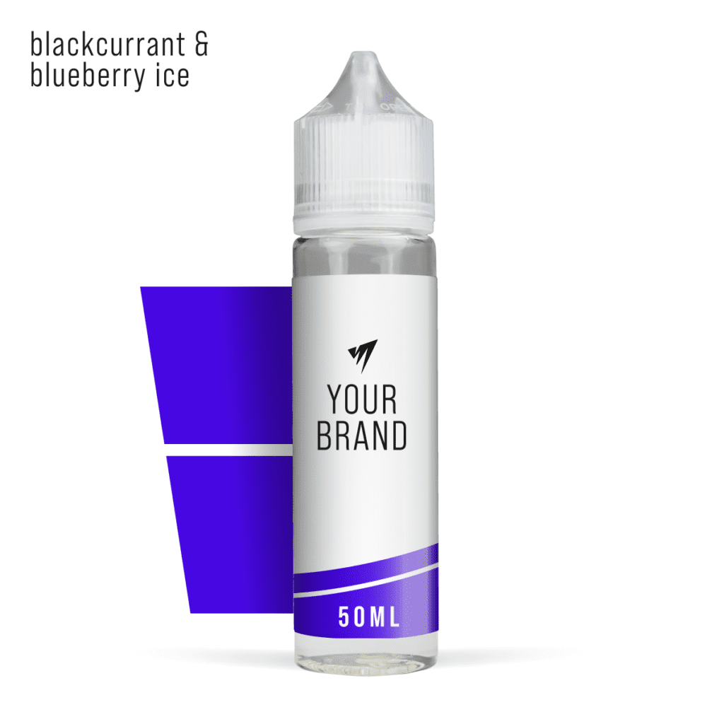 white label shortfill e-liquid 50ml blackcurrant blueberry ice original on white background