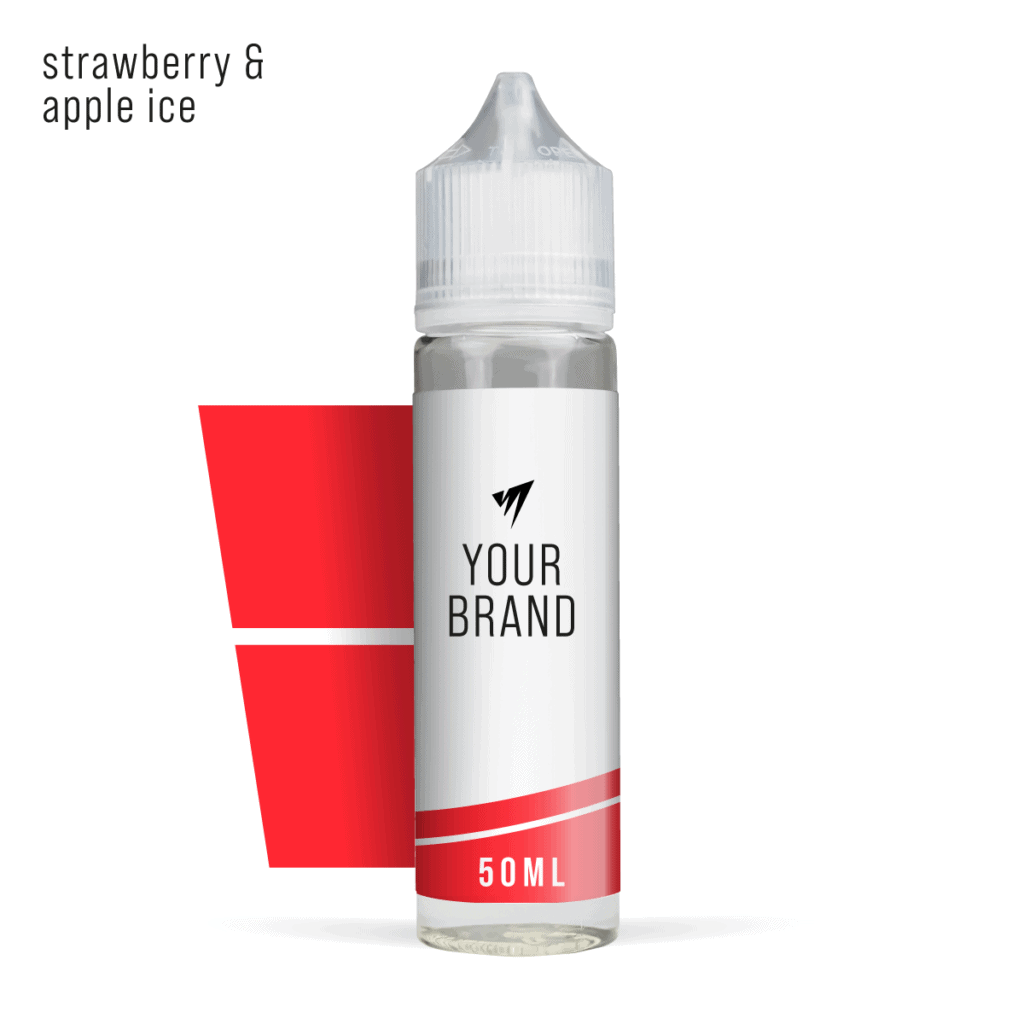 original apple and strawberry white label e-liquid 50ml flavour on white background
