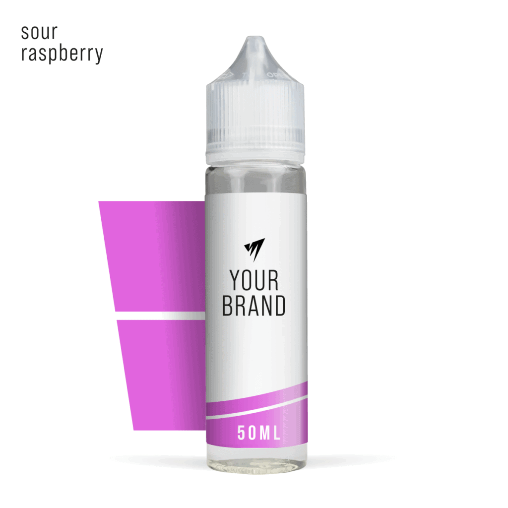original sour raspberry white label e-liquid 50ml on white background