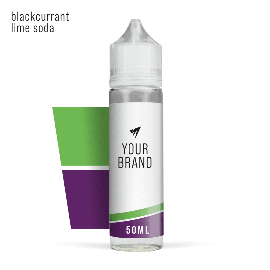 premium white label e-liquid blackcurrant lime soda 50ml on white background