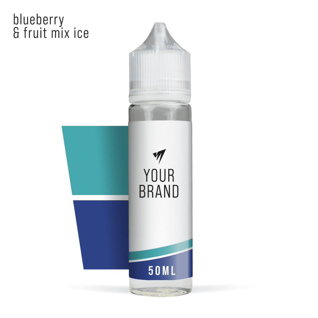 premium white label e-liquid blueberry fruit mix ice 50ml on white background