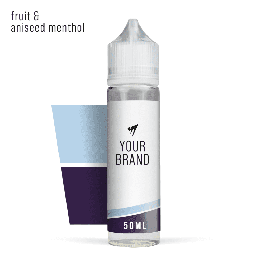 premium white label e-liquid fruit aniseed menthol 50ml on white background