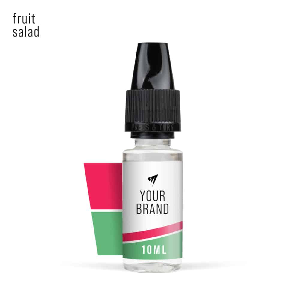 premium white label e-liquid fruit salad freebase 10ml on white background