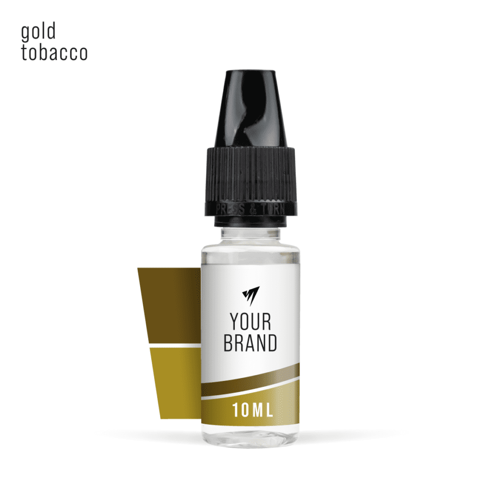 freebase premium gold tobacco white label e-liquid 10ml on white background