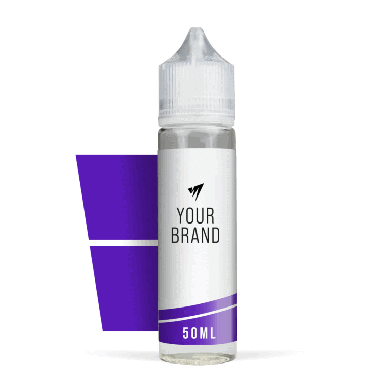 white label 50ml e-liquid purple bottle from vape manufacturing uk