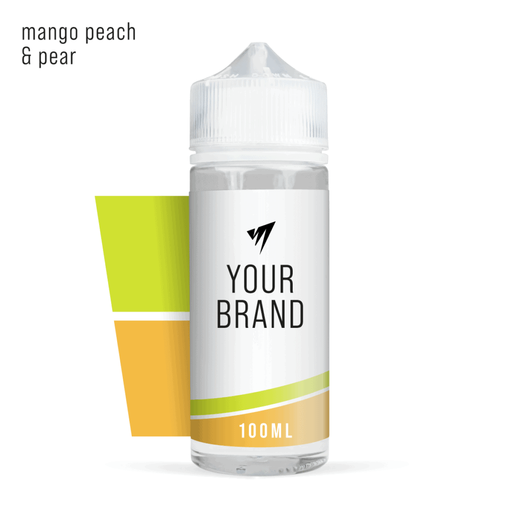 white label shortfill e-liquid 100ml mango peach and pear