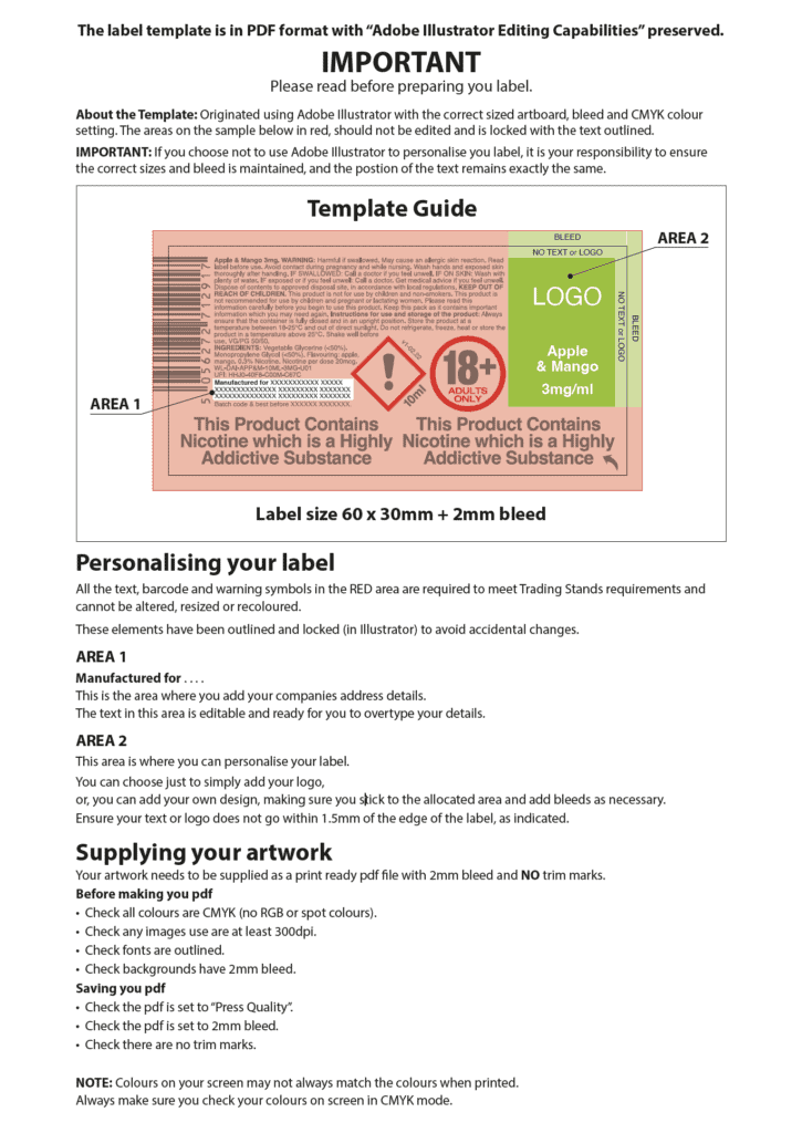 label template guide download Vape Manufacturing