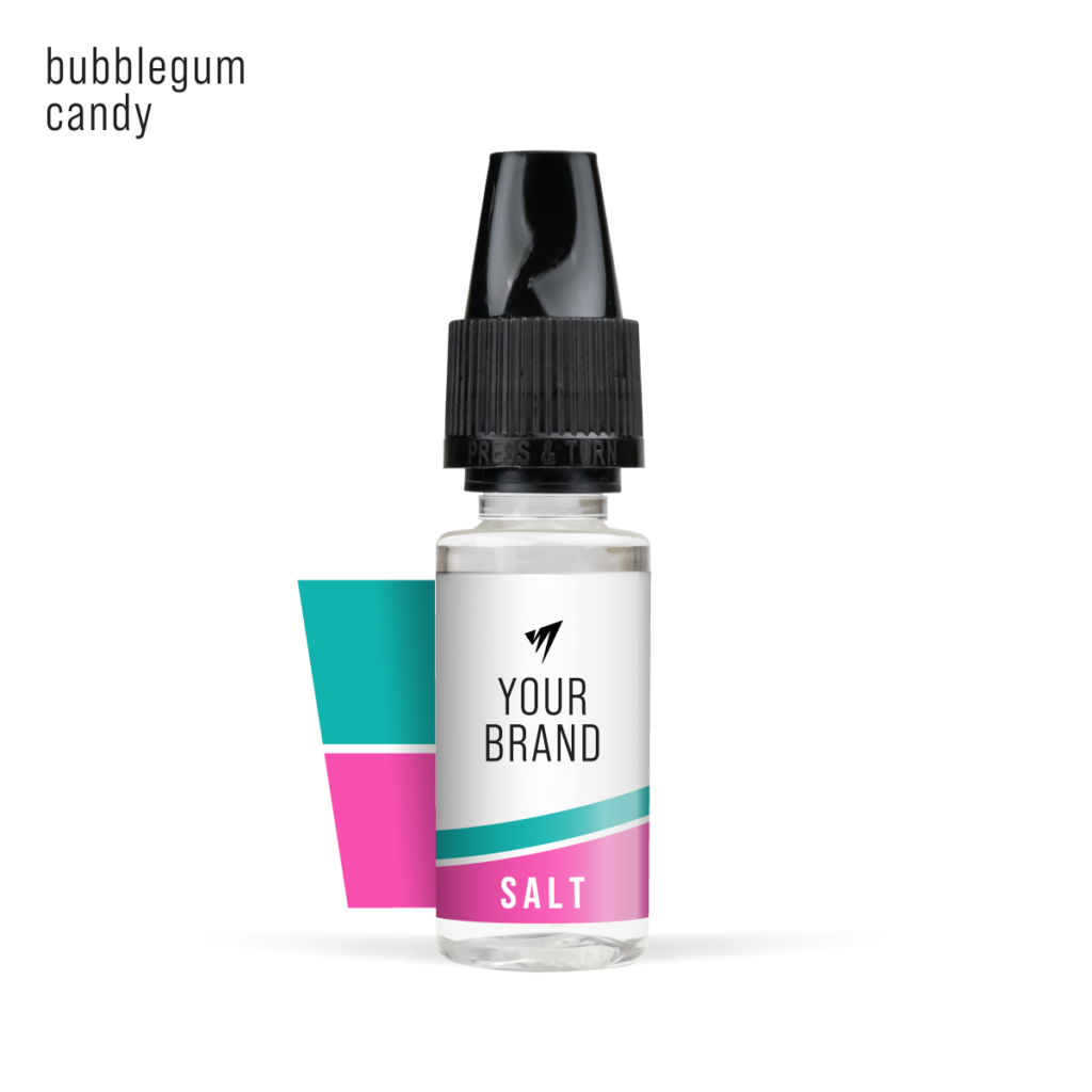 White Label Nic Salt Bubblegum Candy 10ml White Background Studio Shot
