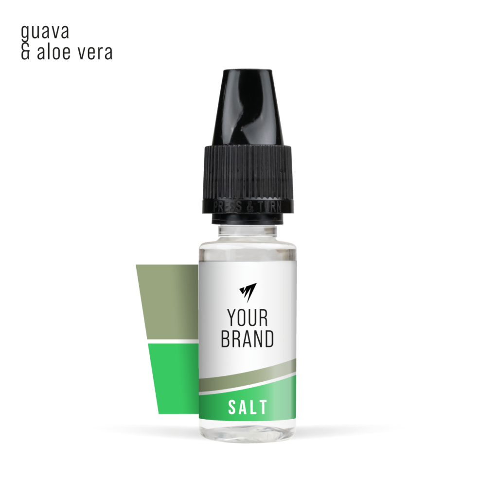 White Label Nic Salt Guava & Aloe Vera 10ml White Background Studio Shot
