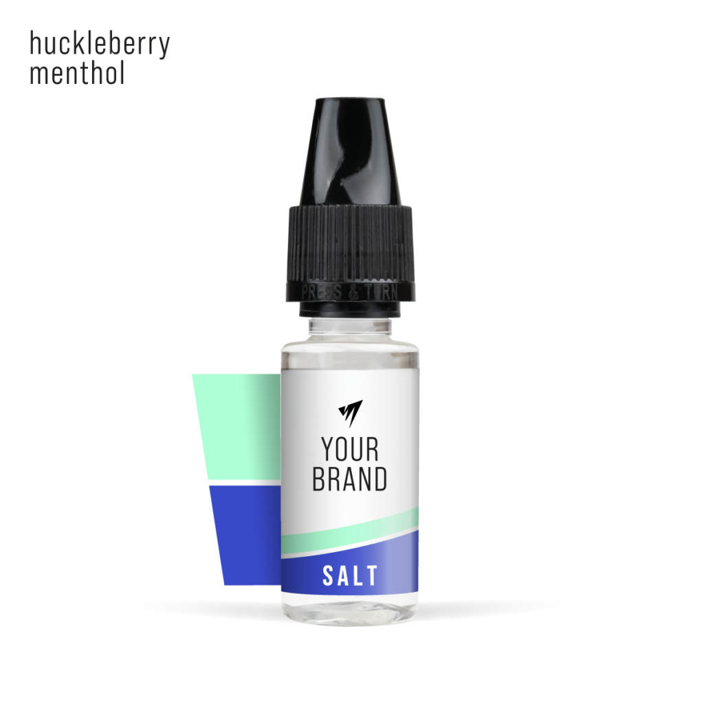 White Label Nic Salt Huckleberry Menthol 10ml White Background Studio Shot