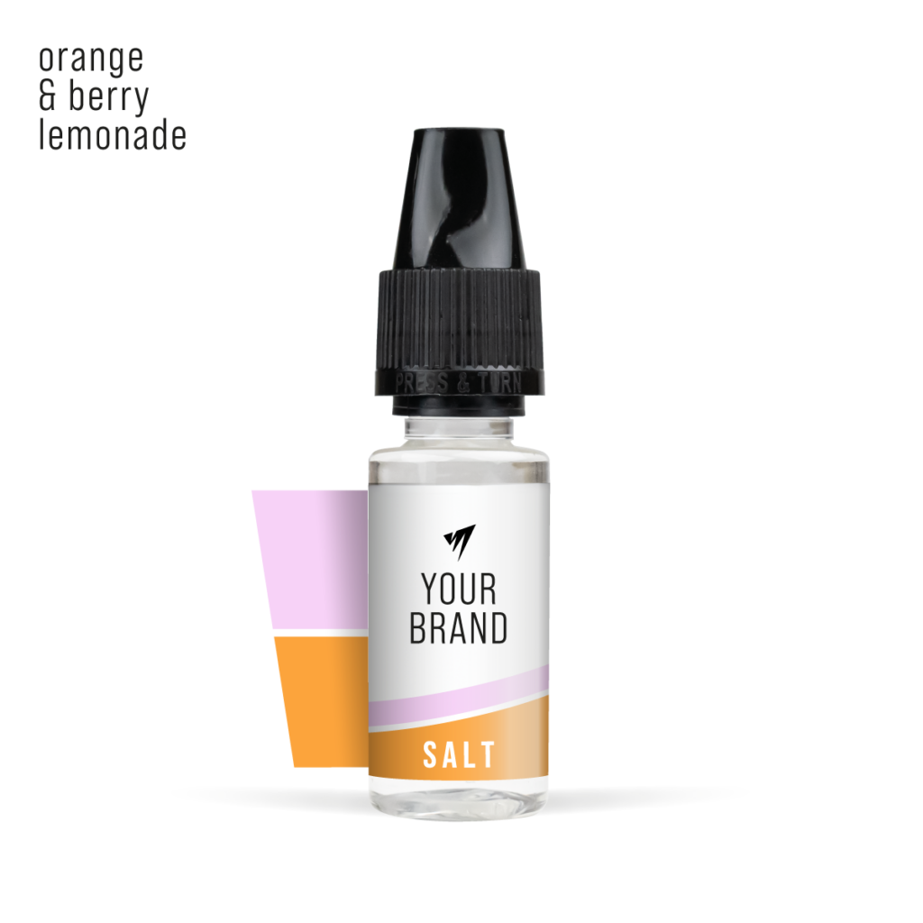 White Label Nic Salt Orange & Berry Lemonade 10ml White Background Studio Shot
