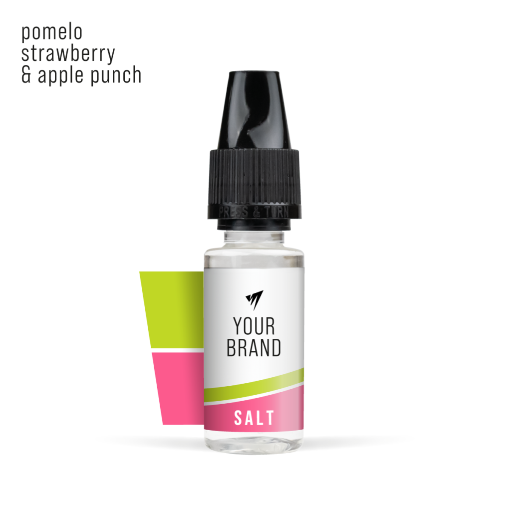 White Label Nic Salt Mixed Fruits with Pomelo Strawberry Apple Punch 10ml White Background Studio Shot