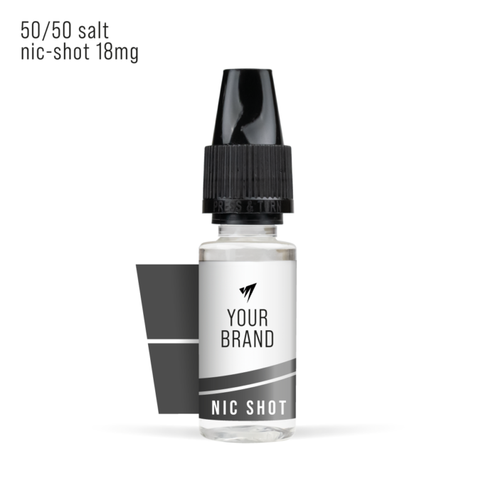 Premium White Label Salt Nic Shot 10ml E-Liquid Freebase 18mg from Vape Manufacturing UK
