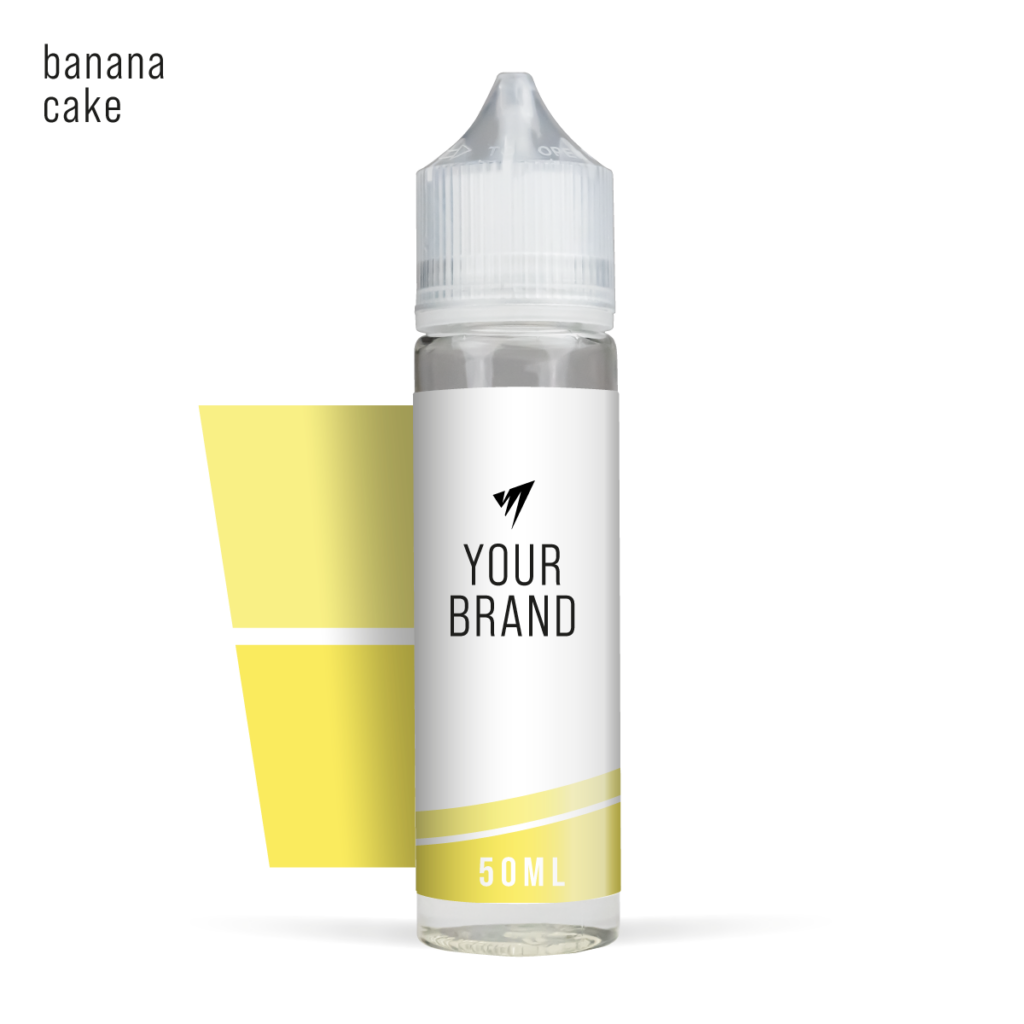 White Label Shortfill E-Liquid 50ml Banana Cake Original White Background Studio Shot