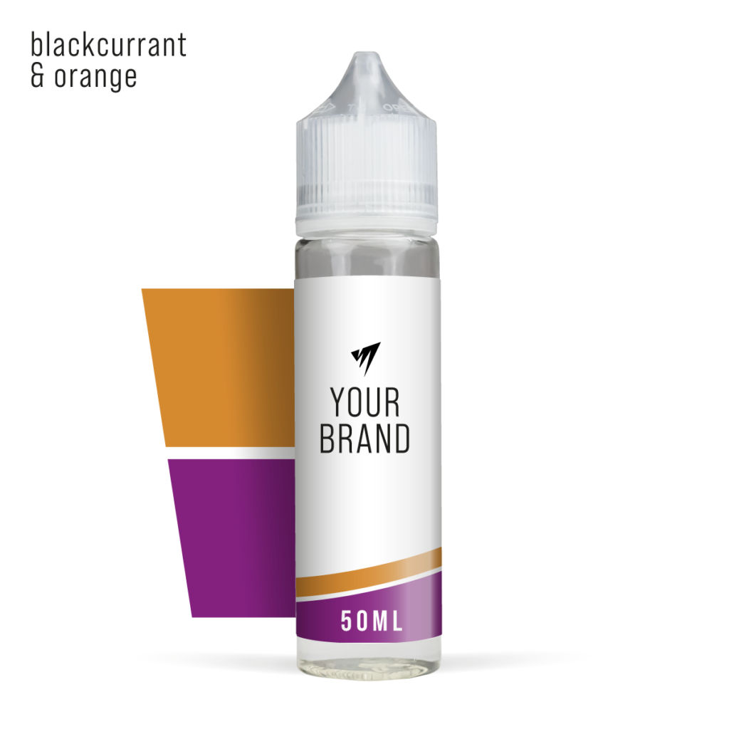 White Label Shortfill E-Liquid 50ml Blackcurrant & Orange Original White Background Studio Shot
