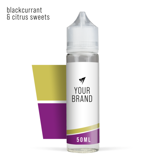 Blackcurrant Citrus Sweets 50ml Premium White Background Studio Shot