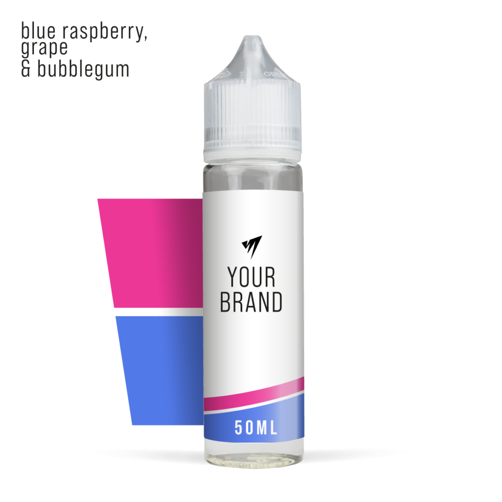 Blueberry Raspberry Grape Bubblegum 50ml Premium White Background Studio Shot