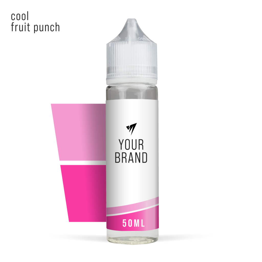Premium White Label Shortfill E-Liquid 50ml Cool Fruit Punch White Background Studio Shot