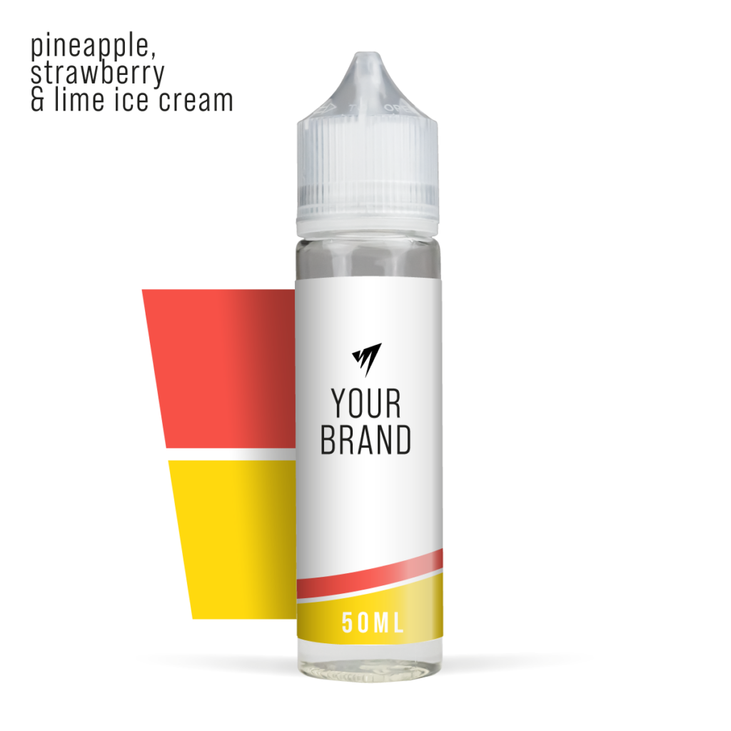 Pineapple Strawberry & Lime Ice Cream 50ml Premium White Background Studio Shot