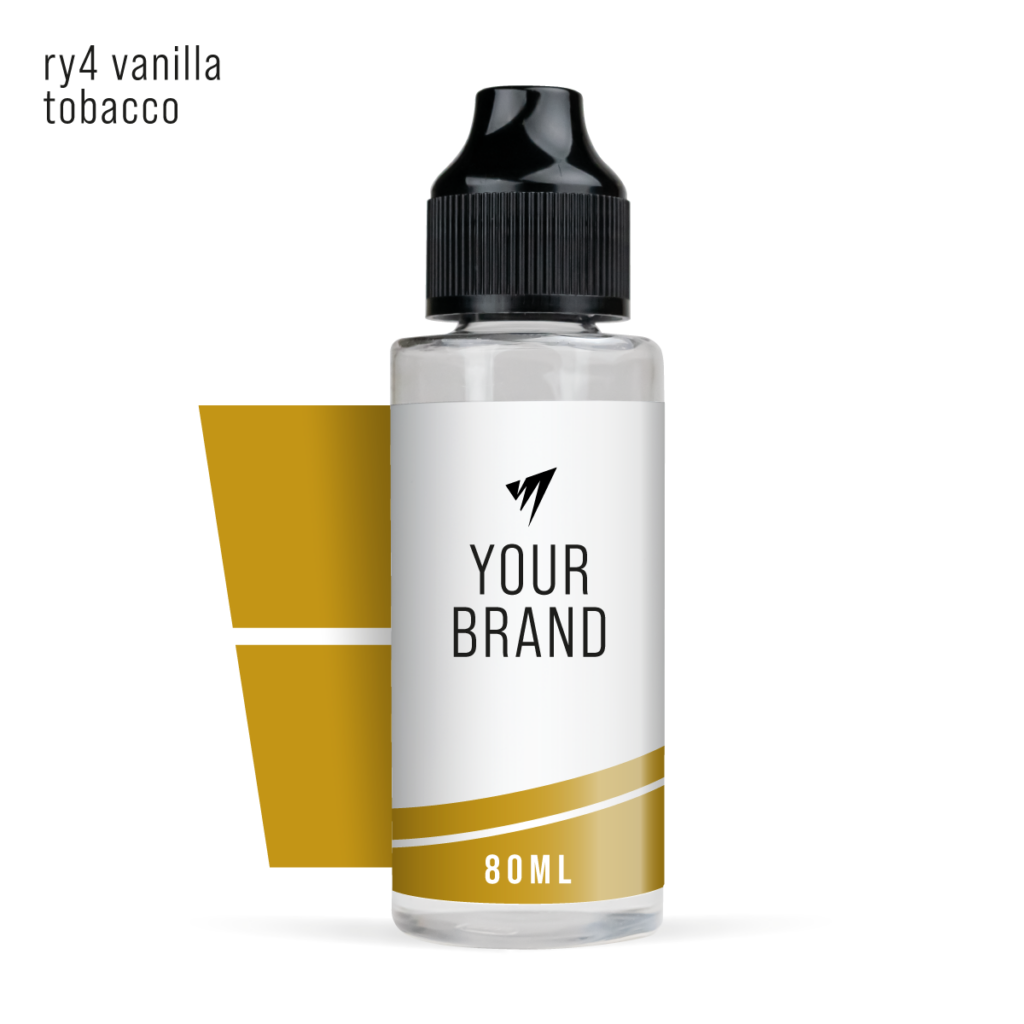 White Label Shortfill E-Liquid 80ml RY4 Vanilla Tobacco Original white background studio shot