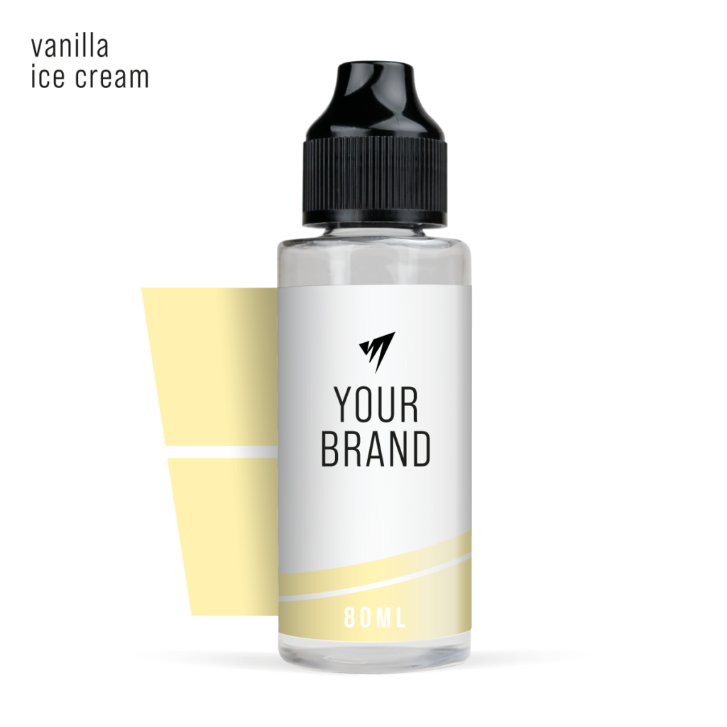 White Label Shortfill E-Liquid 80ml Vanilla Ice Cream Original white background studio shot