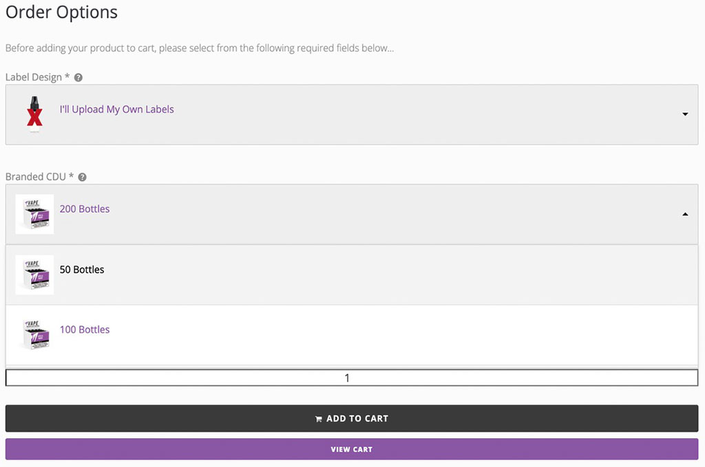 Vape Manufacturing Screenshot Add Branded CDU